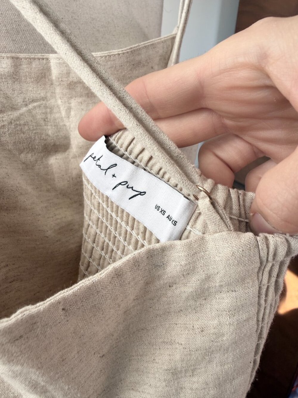 Petal & Pup Linen Cotton Wide Leg Jumpsuit XS Beige Neutral - Picture 6 of 11